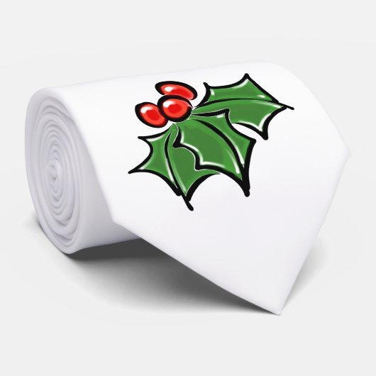 Holly Leaves, Holly berries, prettige vakantie bot Stropdas (Opgerold)