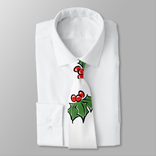 Holly Leaves, Holly berries, prettige vakantie bot Stropdas (Gebonden)
