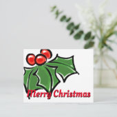 Holly Leaves, Holly bessen, leuk vakantieontwerp Briefkaart (Staand voorkant)
