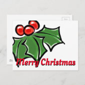 Holly Leaves, Holly bessen, leuk vakantieontwerp Briefkaart (Voorkant / Achterkant)