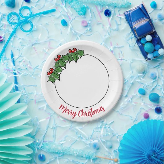 Holly Leaves Holly bessen leuke vakantie botanisch Papieren Bordje (Feest)