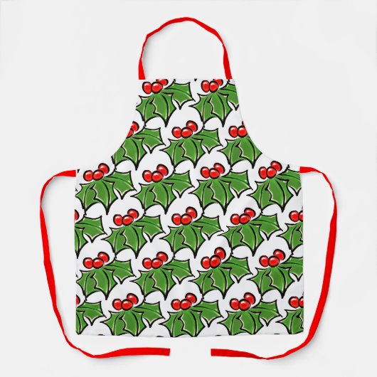 Holly Leaves Holly bessen leuke vakantie botanisch Schort (Voorkant)