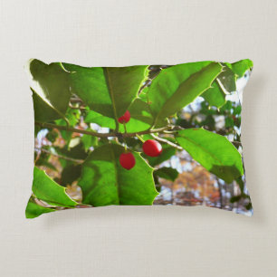 Holly Leaves II Holiday Nature Botanical Decoratief Kussen