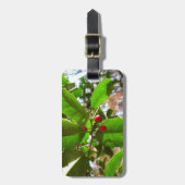 Holly Leaves II Holiday Natuur Botanisch Bagagelabel (Voorkant verticaal)