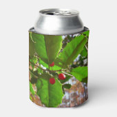 Holly Leaves II Holiday Natuur Botanisch Blikjeskoeler (Blikje Voorkant)