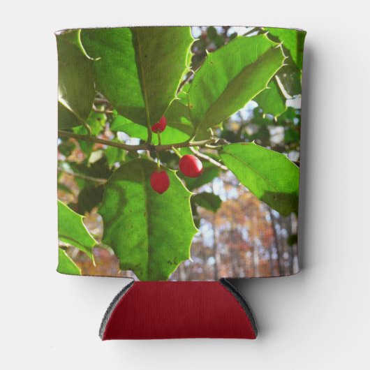 Holly Leaves II Holiday Natuur Botanisch Blikjeskoeler (Voorkant)