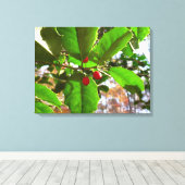 Holly Leaves II Holiday Natuur Botanisch Canvas Afdruk (Insitu (Houten vloer))