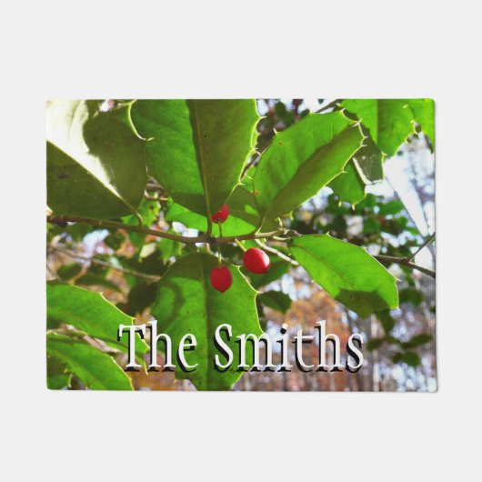 Holly Leaves II Holiday Natuur Botanisch Deurmat (Voorkant)