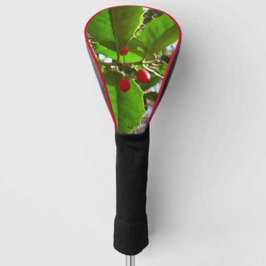 Holly Leaves II Holiday Natuur Botanisch Golfheadcover (Voorkant)