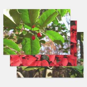 Holly Leaves II Holiday Natuur Botanisch Inpakpapier Vel