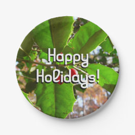 Holly Leaves II Holiday Natuur Botanisch Papieren Bordje