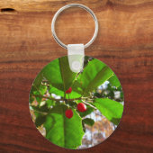 Holly Leaves II Holiday Natuur Botanisch Sleutelhanger (Achterkant)
