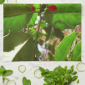 Holly Leaves II Holiday Natuur Botanisch Theedoek (Gevouwen)