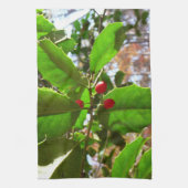 Holly Leaves II Holiday Natuur Botanisch Theedoek (Verticaal)