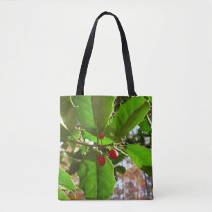 Holly Leaves II Holiday Natuur Botanisch Tote Bag