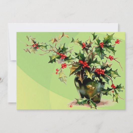 Holly Leaves Invitation Kaart (Voorkant)