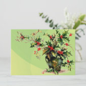 Holly Leaves Invitation Kaart (Staand voorkant)