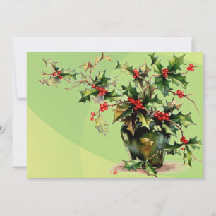 Holly Leaves Invitation Kaart