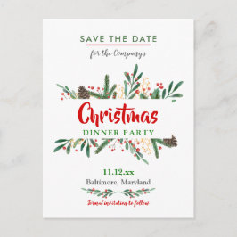 Holly Leaves | Kerstdiner | Vrijdag Aankondigingskaart