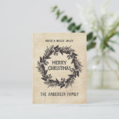  Holly Leaves krans Kerstmis Feestdagenkaart (Staand voorkant)