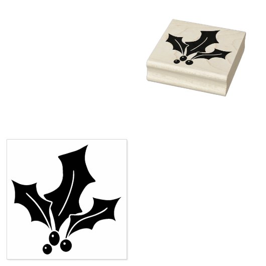 Holly Leaves met bessen Rubberstempel (Gestempeld)