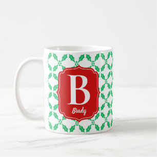 Holly Leaves Pattern Red en Green Holiday Koffiemok