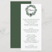 Holly Leaves, Pine, Berries Winter Wedding Menu (Voorkant / Achterkant)