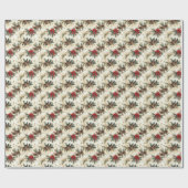 Holly Leaves, Pinecones and Red Bows  Cadeaupapier (Vlak)