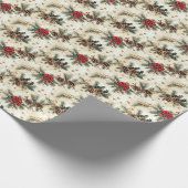 Holly Leaves, Pinecones and Red Bows Cadeaupapier (Hoek)