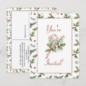 Holly Leaves, Red Berries, Mistletoe, Kandriet Briefkaart (Voorkant / Achterkant)