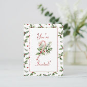 Holly Leaves, Red Berries, Mistletoe, Kandriet Briefkaart (Staand voorkant)