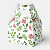 Holly Leaves Red Berry Waterverf Pattern Vakantie Bedankdoosjes (Achterkant)