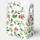 Holly Leaves Red Berry Waterverf Pattern Vakantie Bedankdoosjes (Geopend)