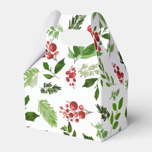 Holly Leaves Red Berry Waterverf Pattern Vakantie Bedankdoosjes (Achterkant)