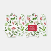 Holly Leaves Red Berry Waterverf Pattern Vakantie Bedankdoosjes (Uitgevouwen)