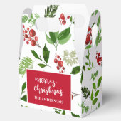 Holly Leaves Red Berry Waterverf Pattern Vakantie Bedankdoosjes (Geopend)