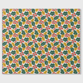 Holly Leaves Retro Modern Big Print Pattern  Cadeaupapier (Vlak)