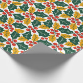 Holly Leaves Retro Modern Big Print Pattern  Cadeaupapier (Hoek)