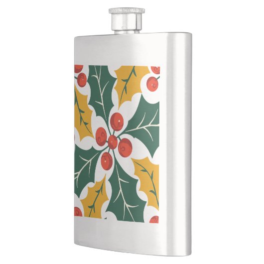 Holly Leaves Retro Modern Big Print Pattern  Flacon (Links)