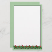 Holly Leaves | rode bessen | Vrijgave vakantie Briefpapier (Voorkant / Achterkant)
