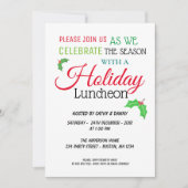 Holly Leaves Santa Luncheon Invitation Kaart (Voorkant)
