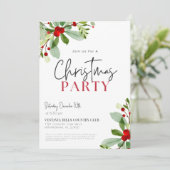 Holly Leaves - Uitnodiging voor Kerstmis (Staand voorkant)