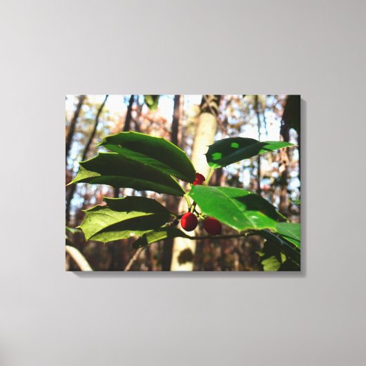 Holly left I Holiday Botanical Canvas Afdruk (Voorkant)