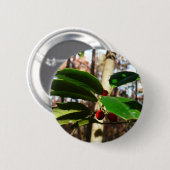 Holly left I Holiday Botanical Ronde Button 5,7 Cm (Voorkant /achterkant)