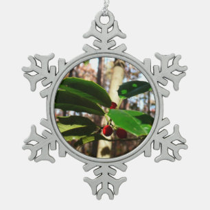 Holly left I Holiday Botanical Tin Sneeuwvlok Ornament