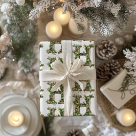 Holly Letter H Christmas Cadeaupapier