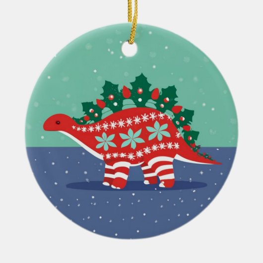 Holly Lights Aglow Stegosaurus Ornament (Voorkant)