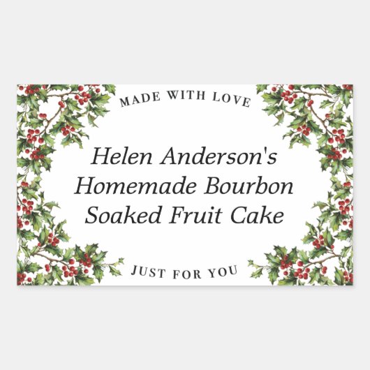  Holly Lijst Custom Christmas Gift Label (Voorkant)