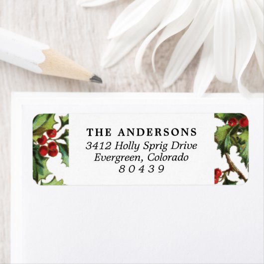  Holly Lijst Kerst retour adreslabel Etiket (Insitu)