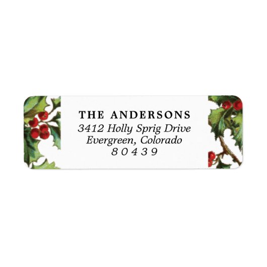  Holly Lijst Kerst retour adreslabel Etiket (Voorkant)
